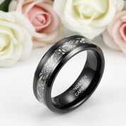 Luminous Dragon Inlay Men's Tungsten Wedding Band-Black Diamonds New York