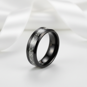 Luminous Dragon Inlay Men's Tungsten Wedding Band-Black Diamonds New York
