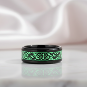 Luminous Dragon Inlay Men's Tungsten Wedding Band-Black Diamonds New York
