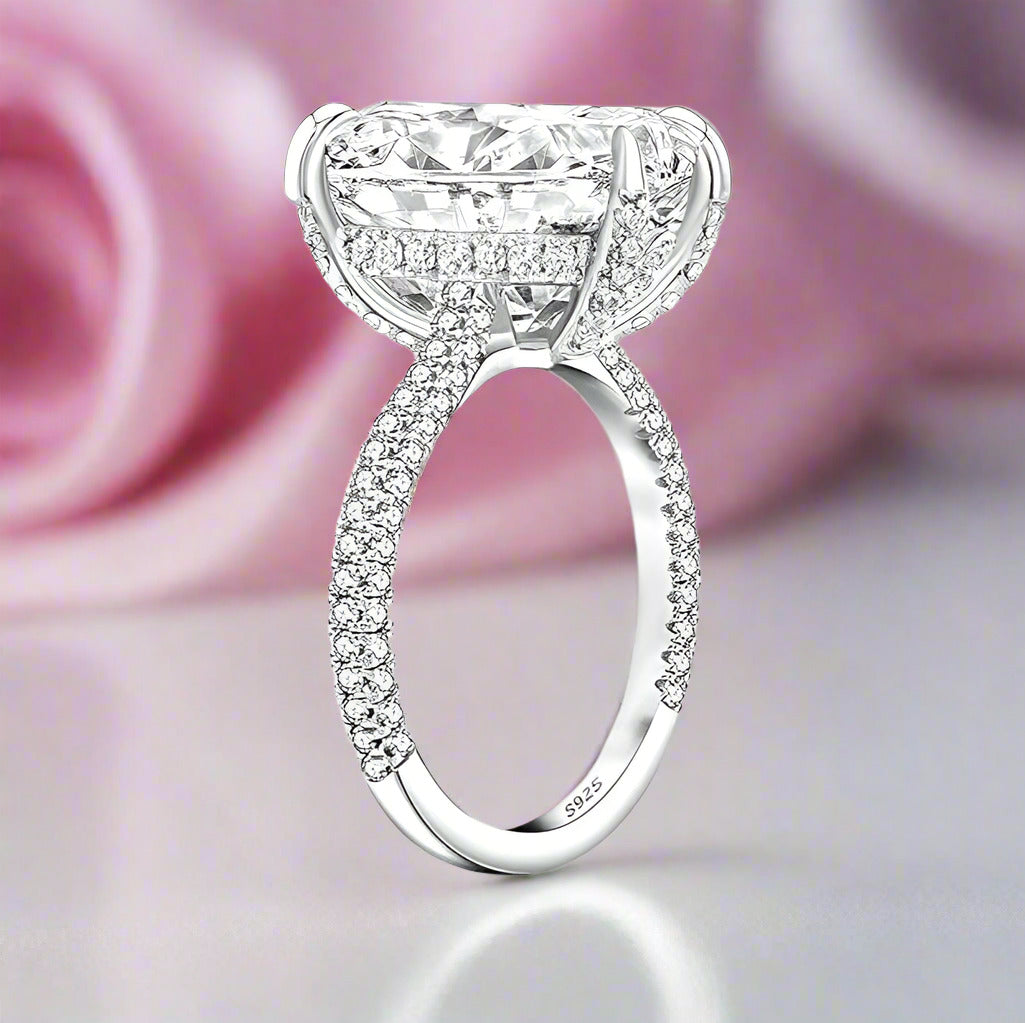 Luxurious Elongated Cushion Cut Engagement Ring-Black Diamonds New York