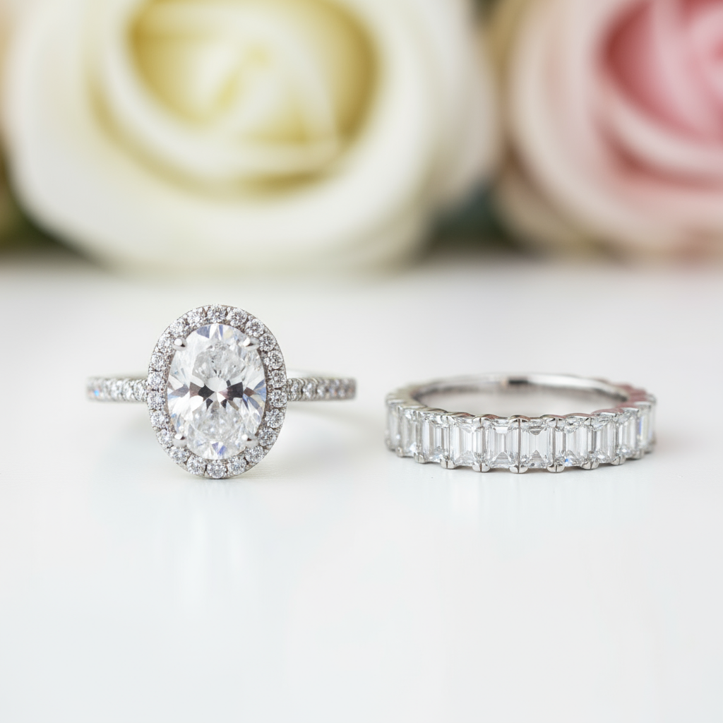 Luxurious Halo Oval Cut Simulated Diamond-Black Diamonds New York