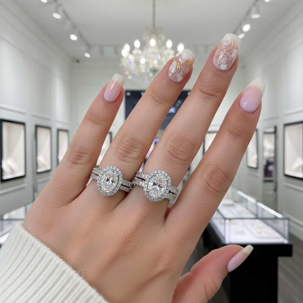 Luxurious Halo Oval Cut Simulated Diamond-Black Diamonds New York