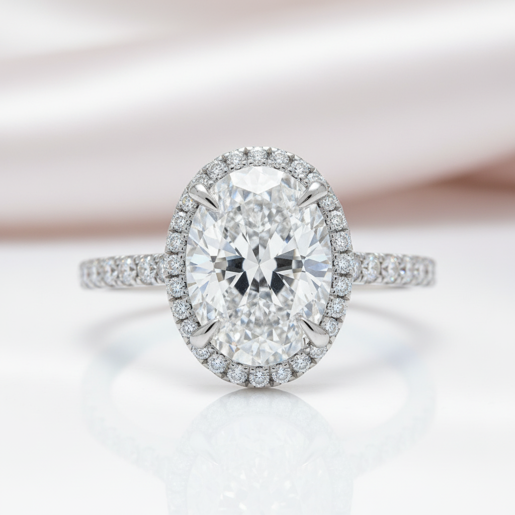 Luxurious Halo Oval Cut Simulated Diamond-Black Diamonds New York