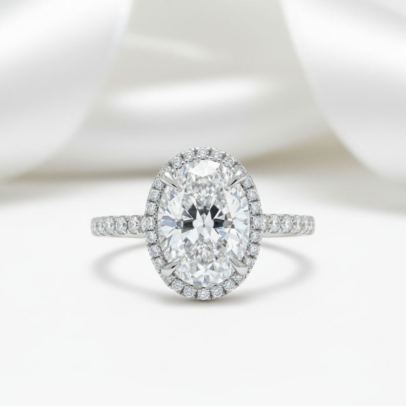 Luxurious Halo Oval Cut Simulated Diamond-Black Diamonds New York