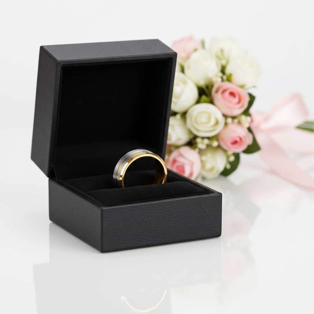Luxurious Men's Brushed Tungsten Carbide Wedding Band-Black Diamonds New York