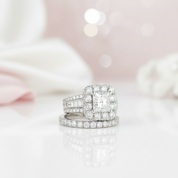 Luxurious Princess Cut Diamond Halo Engagement Set-Black Diamonds New York