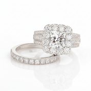 Luxurious Princess Cut Diamond Option Halo Engagement Set-Black Diamonds New York