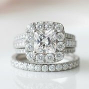 Luxurious Princess Cut Diamond Halo Engagement Set-Black Diamonds New York