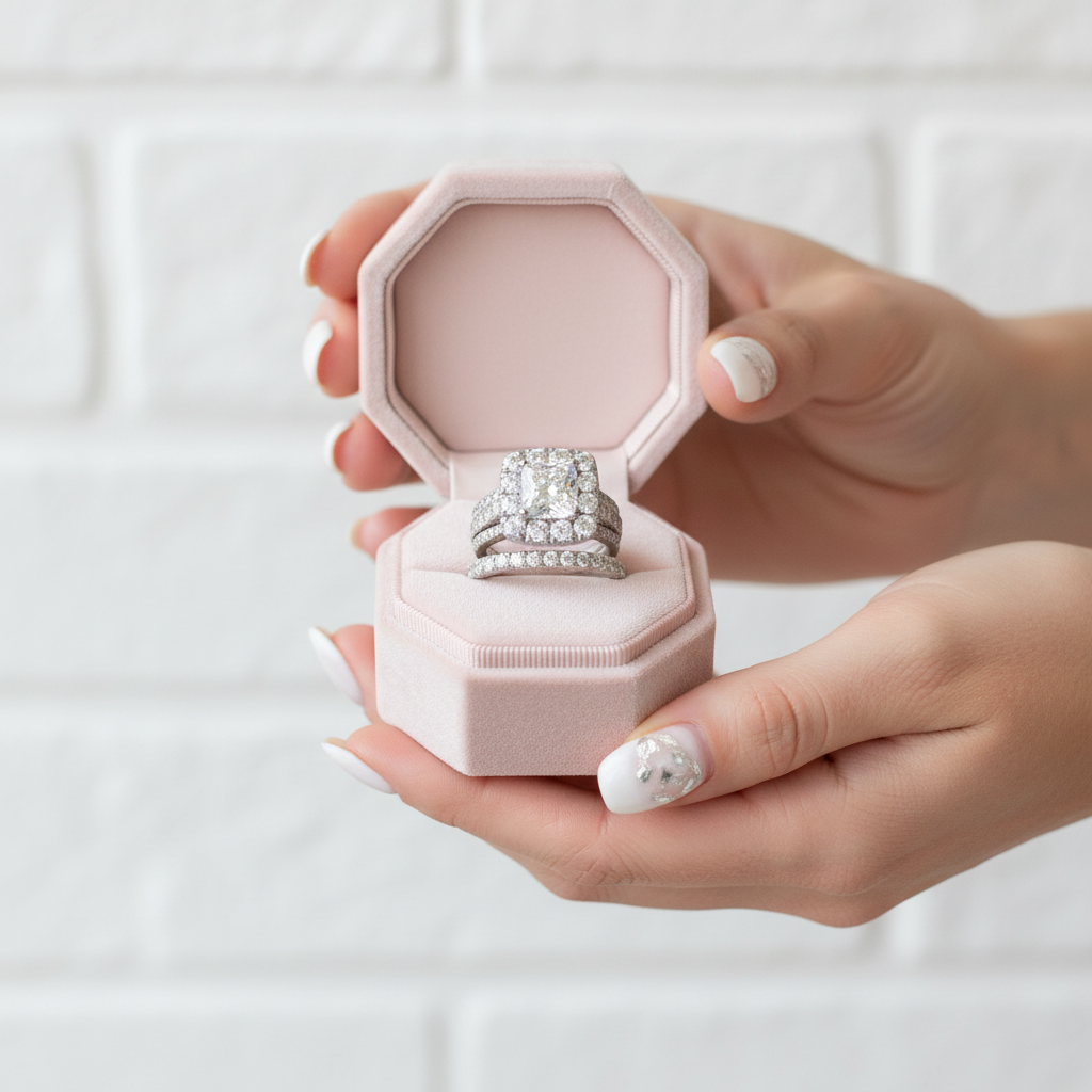 Luxurious Princess Cut Diamond Option Halo Engagement Set-Black Diamonds New York