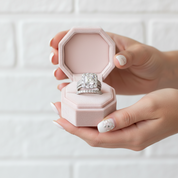 Luxurious Princess Cut Diamond Option Halo Engagement Set-Black Diamonds New York