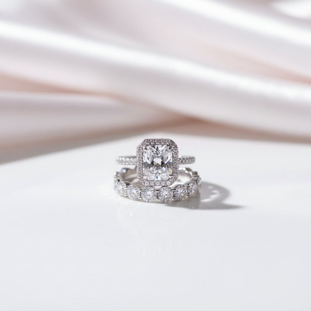 Luxurious Princess Cut Simulated Diamond Option Wedding Set-Black Diamonds New York