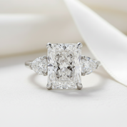 Luxurious Radiant Cut Three Stone Engagement Ring-Black Diamonds New York