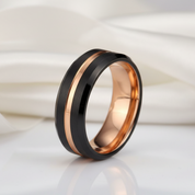 Luxurious Rose Gold & Black Tungsten Men's Wedding Band-Black Diamonds New York