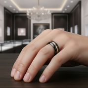 Luxurious Rose Gold & Black Tungsten Men's Wedding Band-Black Diamonds New York