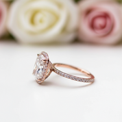 Luxurious Rose Gold Halo Cushion Cut Engagement Ring-Black Diamonds New York