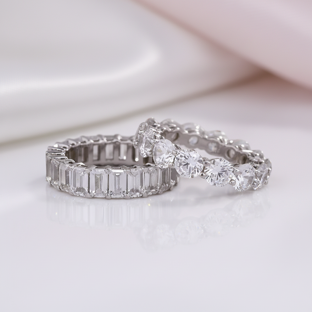 Luxurious Simulated Diamond Option Wedding Band Set-Black Diamonds New York