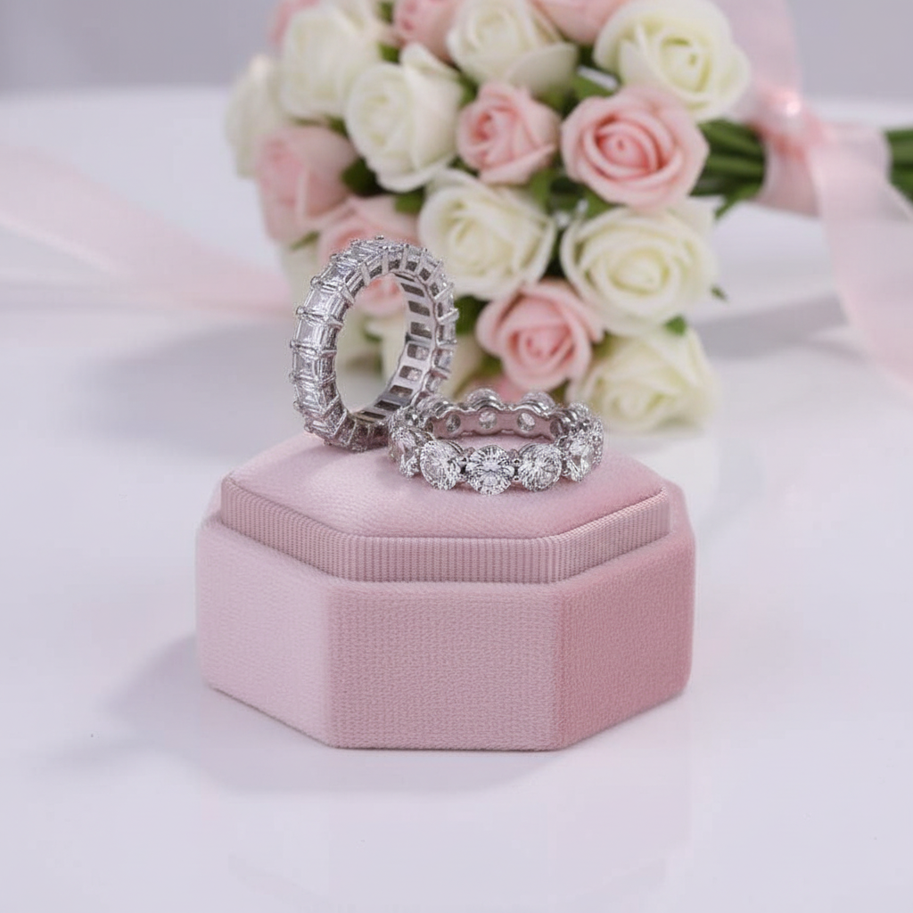Luxurious Simulated Diamond Option Wedding Band Set-Black Diamonds New York