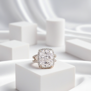 Luxurious Split Shank Halo Cushion Cut Engagement Ring-Black Diamonds New York