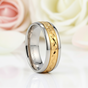 Luxurious Two-Tone Men's Titanium Wedding Band-Black Diamonds New York