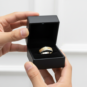 Luxurious Two-Tone Men's Titanium Wedding Band-Black Diamonds New York