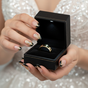 Luxurious Yellow Gold Tungsten Wedding Band-Black Diamonds New York