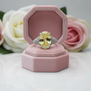 Luxurious Yellow Sapphire Oval Cut Diamond Engagement Ring-Black Diamonds New York