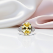 Luxurious Yellow Sapphire Oval Cut Diamond Option Engagement Ring-Black Diamonds New York