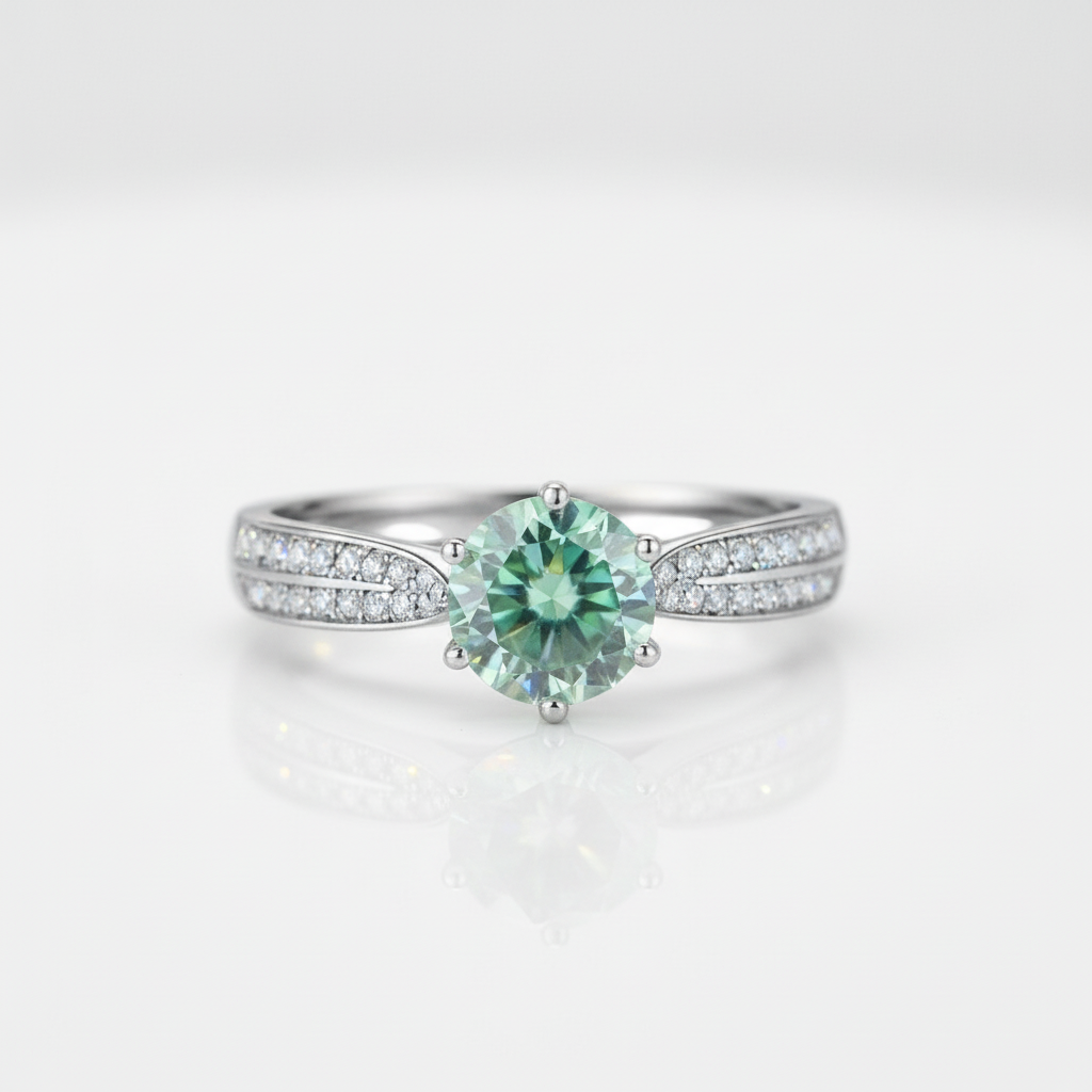Luxury 1ct Green Diamond Option Ring Engagement Ring-Black Diamonds New York