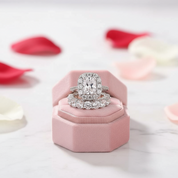 Luxury Eternity Halo Cushion Cut Wedding Ring Set-Black Diamonds New York