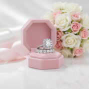 Luxury Eternity Halo Cushion Cut Wedding Ring Set-Black Diamonds New York