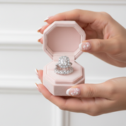 Luxury Eternity Halo Cushion Cut Wedding Ring Set-Black Diamonds New York