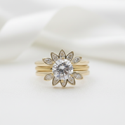 Luxury Flower Shaped Diamond Option Ring Set-Black Diamonds New York