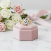 Luxury Flower Shaped Diamond Option Ring Set-Black Diamonds New York