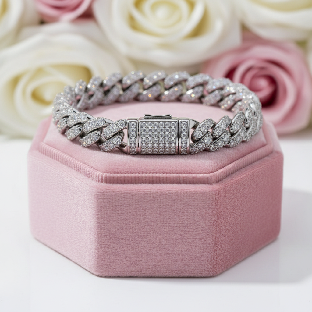 Luxury Hip Hop Full Pave Diamond Option Cuban Necklace and Bracelet-Black Diamonds New York