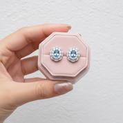 Oval Cut Blue Topaz Stud Earrings-Black Diamonds New York