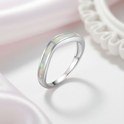 Luxury White Opal Anniversary Rings-Black Diamonds New York