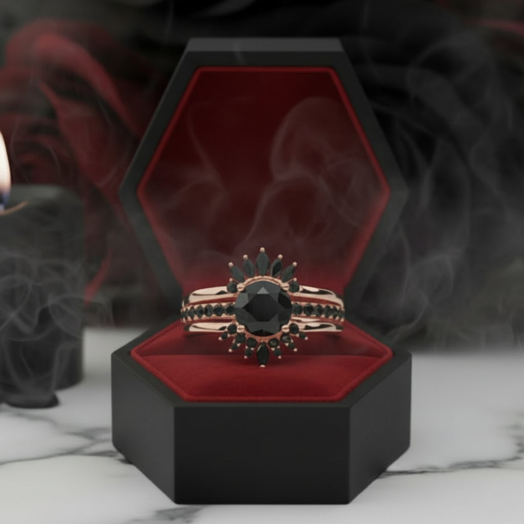 Mahal Kita (I LOVE YOU)- Rare Yellow Round Diamond Option Love Language Ring Set-Black Diamonds New York