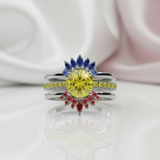 Mahal Kita (I LOVE YOU)- Rare Yellow Round Diamond Love Language Ring Set-Black Diamonds New York