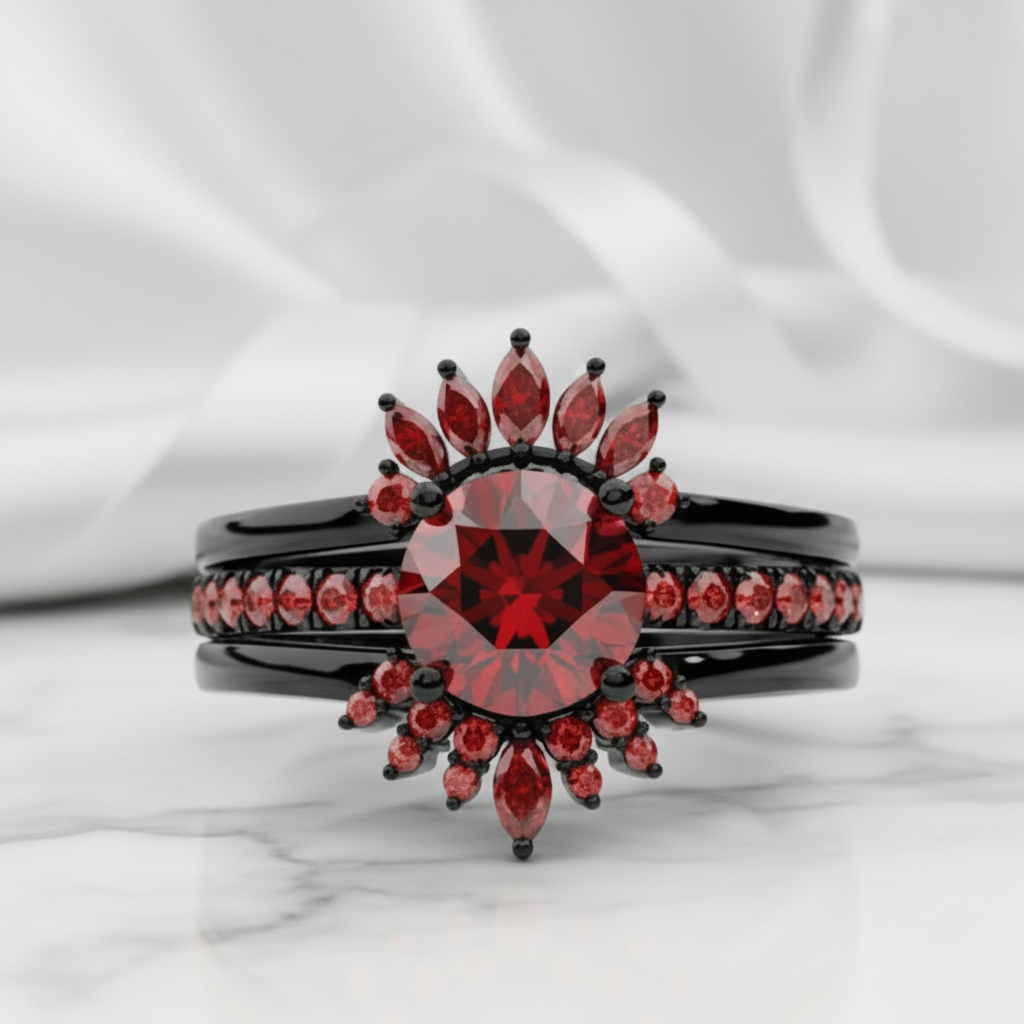 Mahal Kita (I LOVE YOU)- Rare Yellow Round Diamond Option Love Language Ring Set-Black Diamonds New York