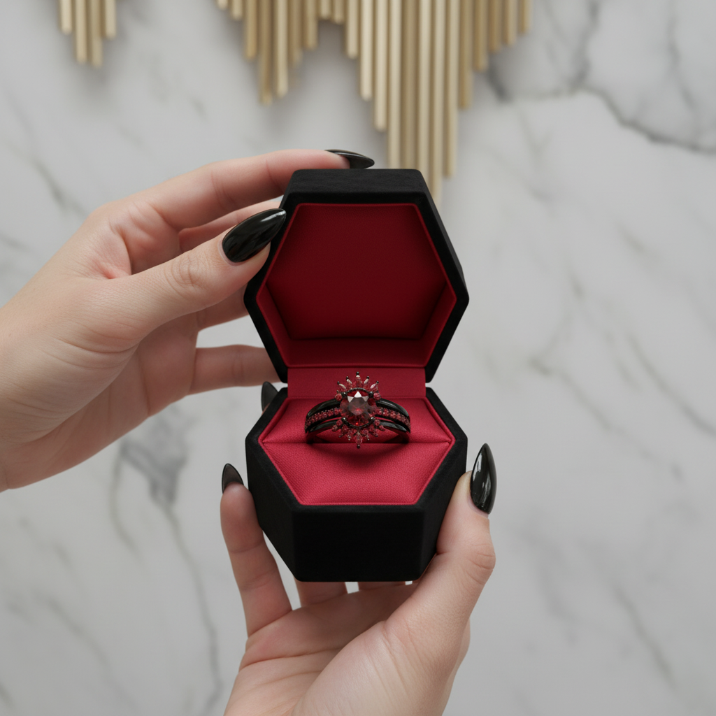 Mahal Kita (I LOVE YOU)- Rare Yellow Round Diamond Option Love Language Ring Set-Black Diamonds New York