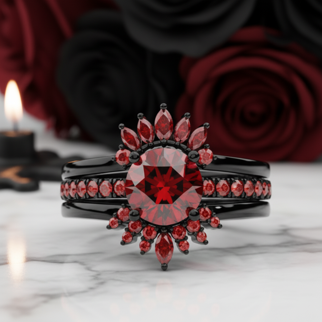 Mahal Kita (I LOVE YOU)- Rare Yellow Round Diamond Option Love Language Ring Set-Black Diamonds New York