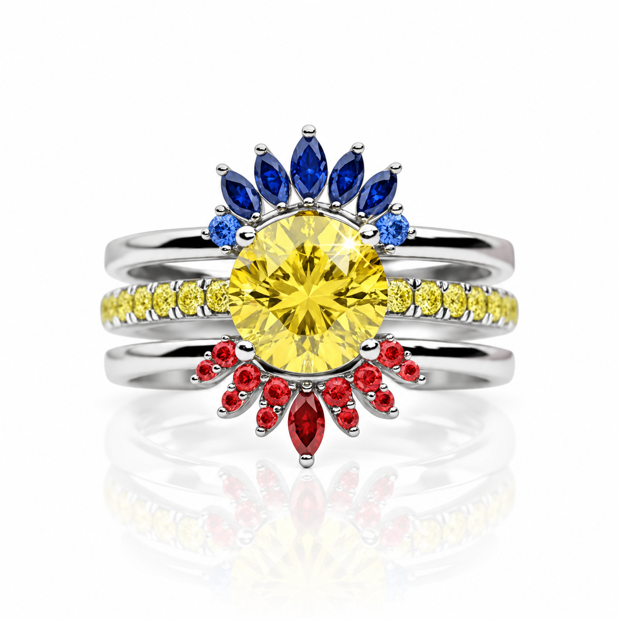 Mahal Kita (I LOVE YOU)- Rare Yellow Round Diamond Option Love Language Ring Set-Black Diamonds New York