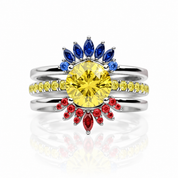 Mahal Kita (I LOVE YOU)- Rare Yellow Round Diamond Option Love Language Ring Set-Black Diamonds New York