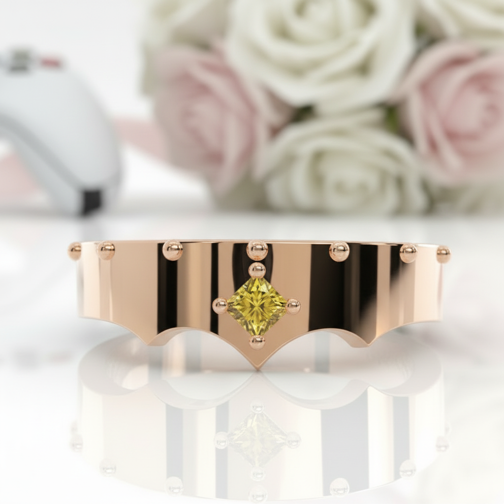 Marksman's Ring (Unisex)- 14k Yellow Gold Video Game Inspired Rings-Black Diamonds New York