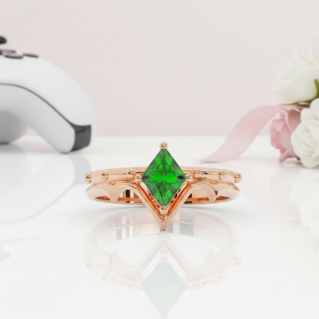 Marksman's Ring Set (Women)- 14k Yellow Gold Video Game Inspired Rings-Black Diamonds New York