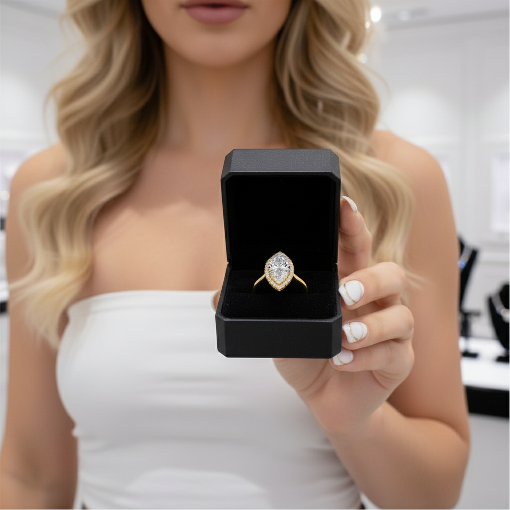 3.49 CT Marquise-Cut Diamond Engagement Ring-Black Diamonds New York