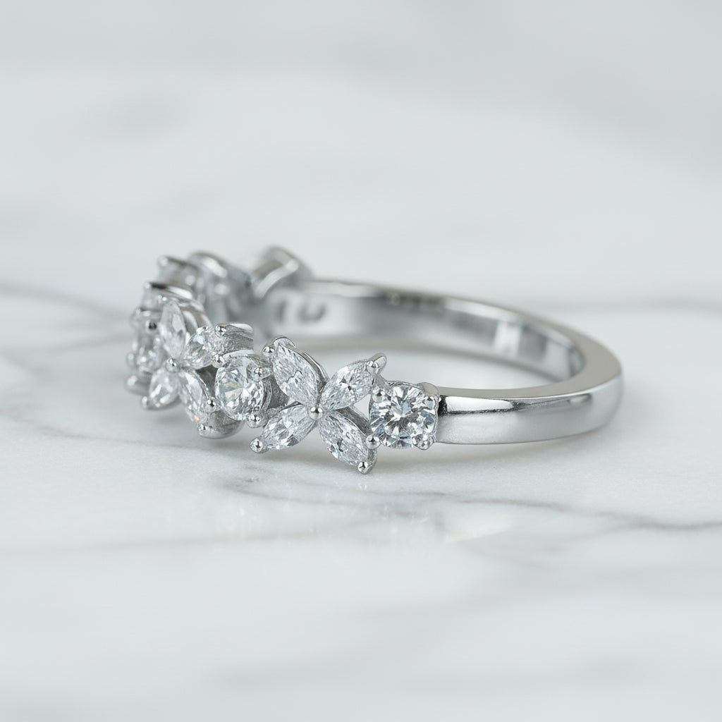 Marquise Cut Diamond Option Butterfly Wedding Band-Black Diamonds New York