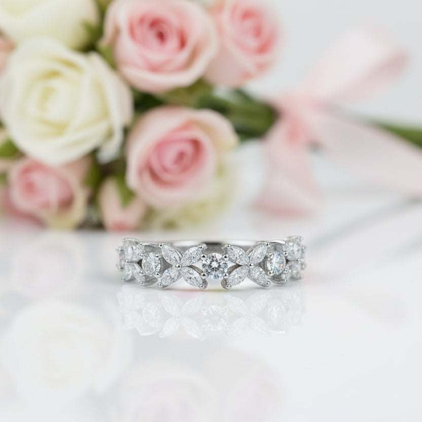 Marquise Cut Diamond Option Butterfly Wedding Band-Black Diamonds New York