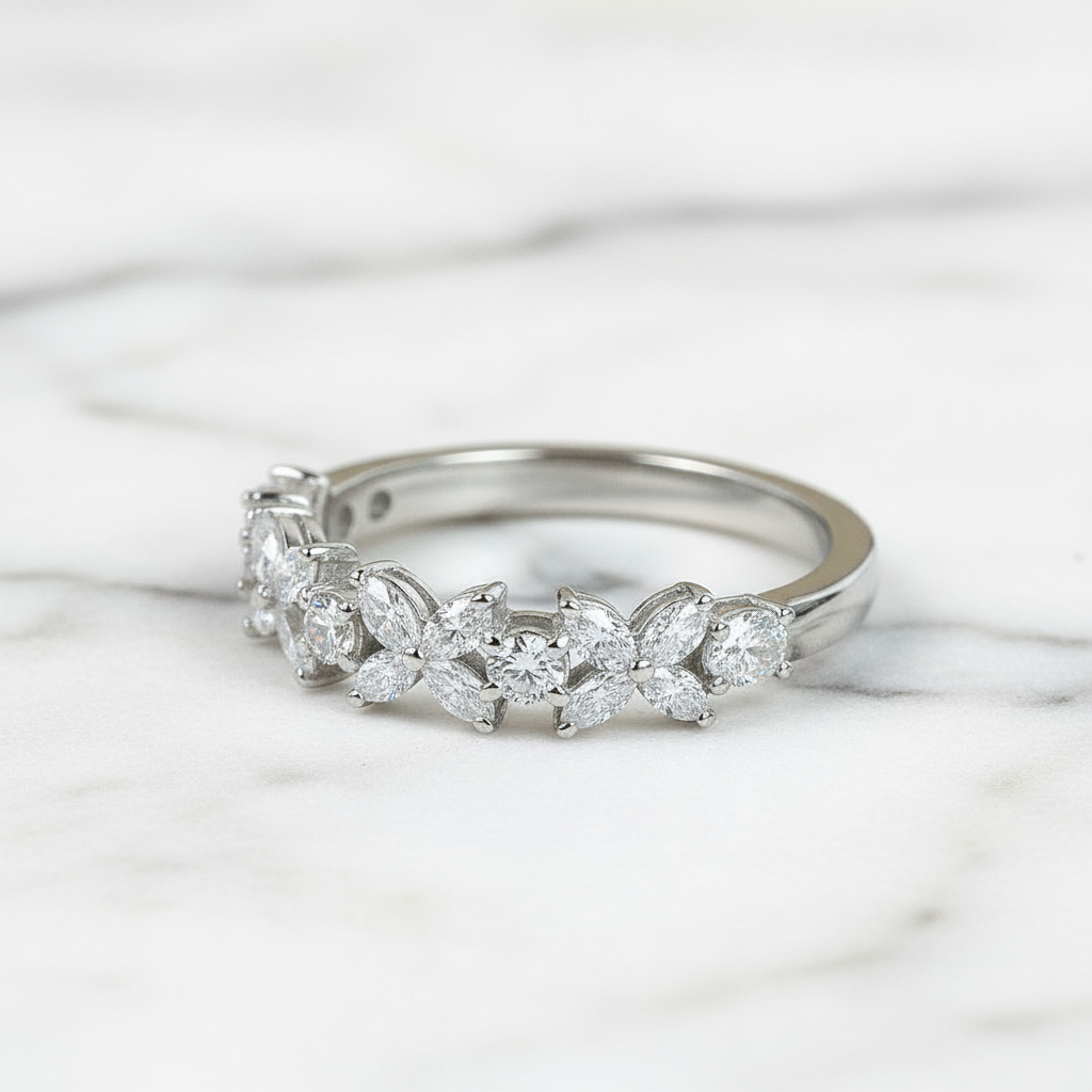 Marquise Cut Diamond Option Butterfly Wedding Band-Black Diamonds New York