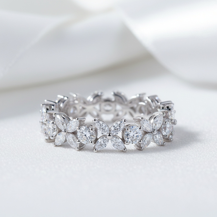 Marquise Cut Diamond Option Butterfly Wedding Band-Black Diamonds New York